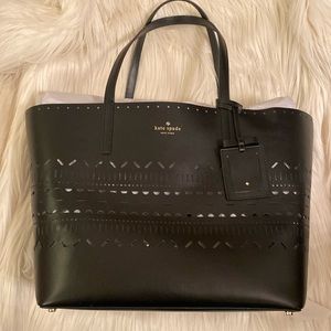 NWOT Kate Spade Black Crochet Tote